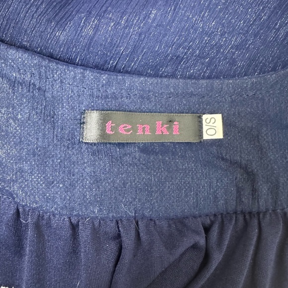 Tenki Elegant Navy Blue Sleeveless Dress White Beading Lined size S - Picture 9 of 11